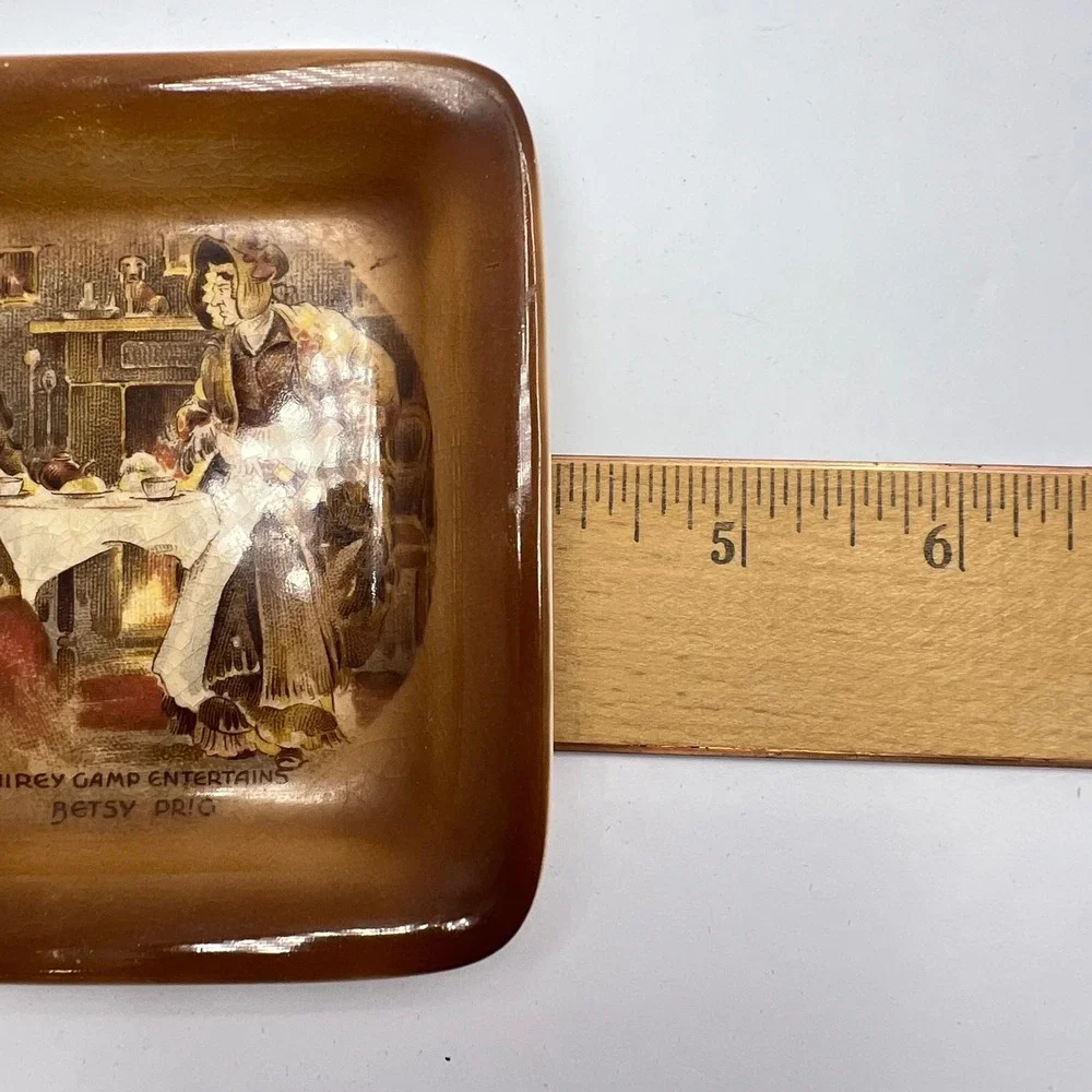 Sandland Trinket Dish Charles Dickens Sairey Gamp Betsy Prig Staffordshire Vtg